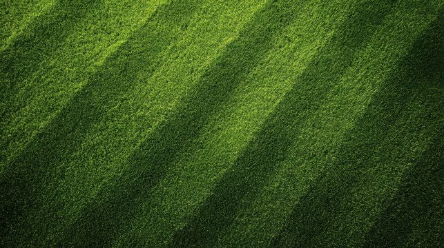 Top-down view of a lush green lawn with subtle mowing stripes