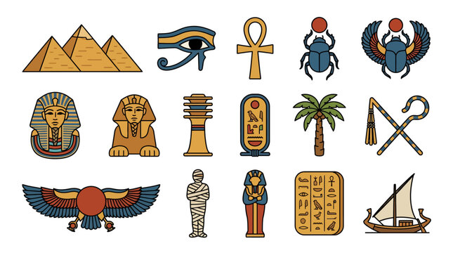 Ancient Egyptian Symbols and Hieroglyphics Collection.