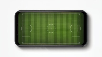Soccer field on smartphone screen for sports strategy and analysis
