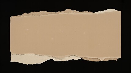 Torn brown paper texture on black background for design