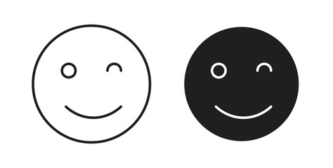 Fototapeta premium Smile wink icons linear icon. Line with Editable stroke. monochrome icon