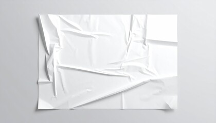 Wrinkled white paper texture on gray background for abstract design elements