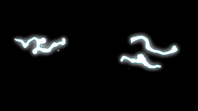 Abstract glowing electric squiggle animation on dark background, blue energy lines flickering softly with futuristic motion