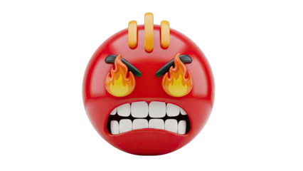 Furious Emoji with Flaming Eyes