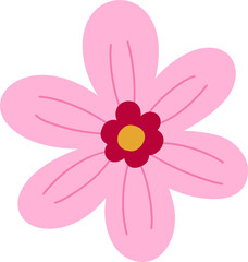 PNG hand drawn of cute flower illustration for spring background, pattern, card, poster, isolated.