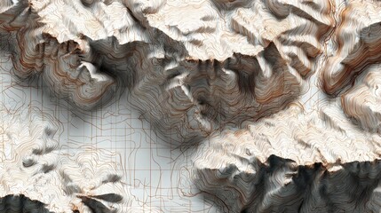High quality topographic line contour map background with geographic grid and realistic textures for various uses