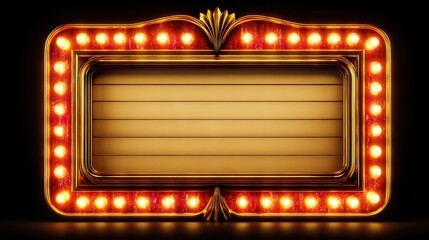 A vintage-style marquee sign with bright lights and a blank space for messages, set against a dark background.