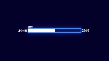 Happy New year 2049 loading bar animation. Year changing from 2048 to 2049 . Loading bar from 2048 to 2049 new year transfer animation. arrow direction change new year.