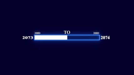 Happy New year 2074 loading bar animation. Year changing from 2073 to 2074 . Loading bar from 2073 to 2074 new year transfer animation. arrow direction change new year.