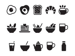 Fototapeta premium Healthy Breakfast Icons Simple Vector Protein Food