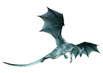 3D Rendering Fairy Tale Dragon on White