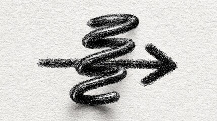 Doodle arrow icon with zigzag line and curved waves in a high quality design on a plain background