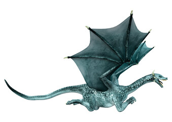 3D Rendering Fairy Tale Dragon on White