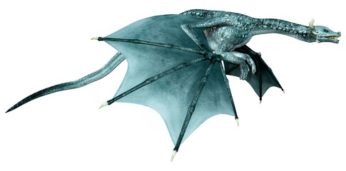 3D Rendering Fairy Tale Dragon on White