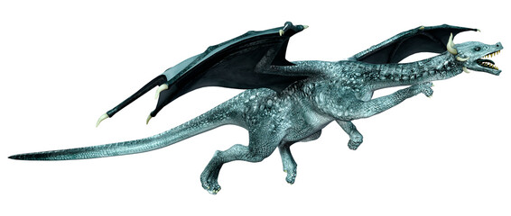 3D Rendering Fairy Tale Dragon on White