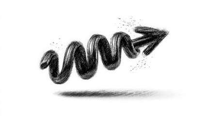 Doodle arrow icon with zigzag line and curved waves in a high quality design on a plain background