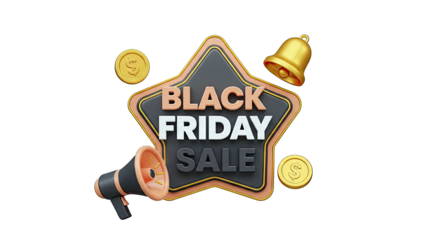 Black Friday Sale Announcement with Megaphone and Bell