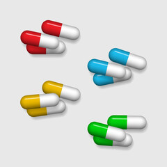 Medicine capsule pills set