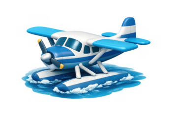 Seaplane on water illustration for travel and aviation design