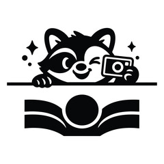 Cute Raccoon Photographer Cartoon Camera Illustration