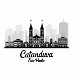Obraz premium Catanduva Skyline Silhouette — A Regional Agricultural City in São Paulo State Vector Illustration