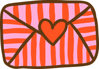 Hand drawn Striped Valentine  Envelope Illustration