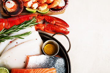 Assorted seafood. Mediterannean food concept.