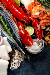 Assorted seafood. Mediterannean food concept.