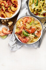 Assortment of Italian pastas. Lunch or dinner concept.