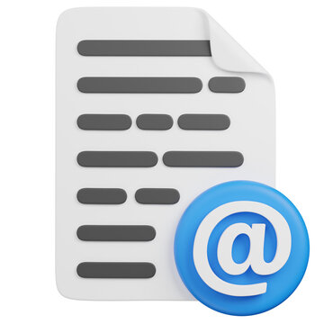 3D render  Document with Email Symbol Icon