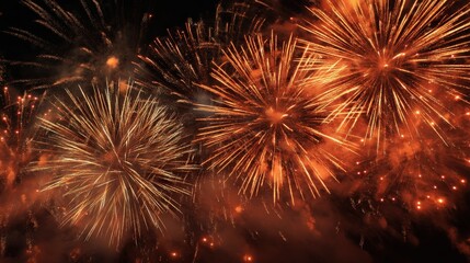 Obraz premium A dazzling display of colorful fireworks illuminating the night sky, creating a festive and celebratory atmosphere.