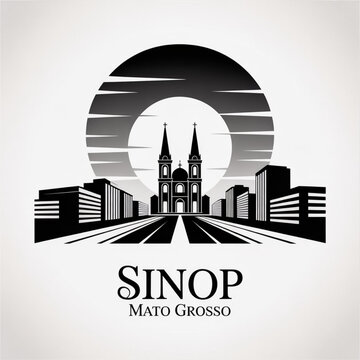 Sinop Skyline Silhouette &mdash; An Agribusiness Capital of Northern Mato Grosso Vector Illustration