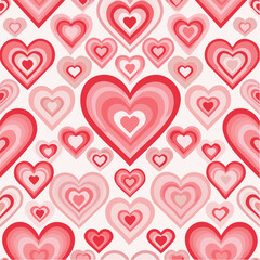 Seamless repeating heart pattern in flat vector style, perfect for Valentine&rsquo;s Day designs, packaging, textile, wrapping paper, backgrounds, and romantic themed projects. Clean solid colors with simpl