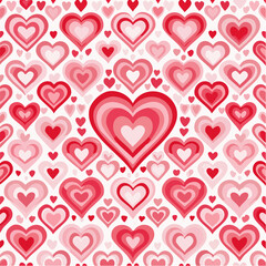 Seamless repeating heart pattern in flat vector style, perfect for Valentine&rsquo;s Day designs, packaging, textile, wrapping paper, backgrounds, and romantic themed projects. Clean solid colors with simpl