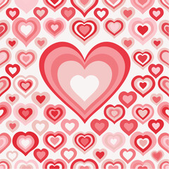 Seamless repeating heart pattern in flat vector style, perfect for Valentine&rsquo;s Day designs, packaging, textile, wrapping paper, backgrounds, and romantic themed projects. Clean solid colors with simpl