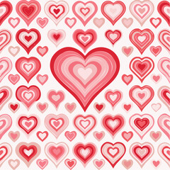 Seamless repeating heart pattern in flat vector style, perfect for Valentine&rsquo;s Day designs, packaging, textile, wrapping paper, backgrounds, and romantic themed projects. Clean solid colors with simpl