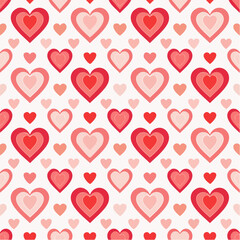 Seamless repeating heart pattern in flat vector style, perfect for Valentine&rsquo;s Day designs, packaging, textile, wrapping paper, backgrounds, and romantic themed projects. Clean solid colors with simpl