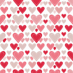 Seamless repeating heart pattern in flat vector style, perfect for Valentine&rsquo;s Day designs, packaging, textile, wrapping paper, backgrounds, and romantic themed projects. Clean solid colors with simpl