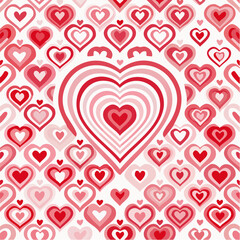 Seamless repeating heart pattern in flat vector style, perfect for Valentine&rsquo;s Day designs, packaging, textile, wrapping paper, backgrounds, and romantic themed projects. Clean solid colors with simpl