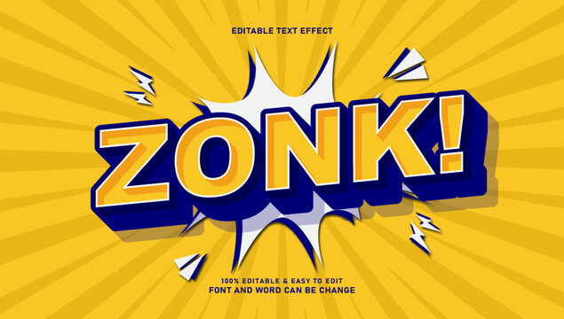 Comic Book Style Zonk Text Effect with 3D Pop Art Design