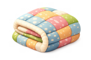 Colorful patchwork quilt icon for cozy home decor and design inspiration