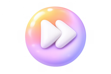 Fast forward button icon with colorful glossy 3d design, moving media player interface control symbol