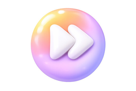 Fast forward button icon with colorful glossy 3d design, moving media player interface control symbol - Powered by Adobe