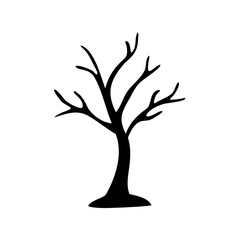 Obraz premium Silhouette of a Deciduous Tree in Winter, Isolated Against White Background