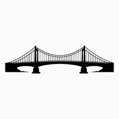 Fototapeta premium Suspension Bridge Silhouette Vector Icon