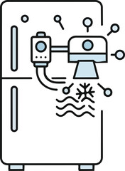This icon shows a refrigerator with an automated ice maker connected to it. The image is likely intended to be an icon sheet or graphic resource for a website