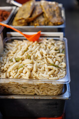 A pipe of white beans for sale in market