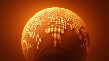 Glowing Orange Globe Illuminated with Topaz Light Showcasing Continents in a Stunning Visualization of a World Map