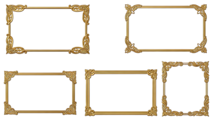 Set of Ornate Golden Frames with Intricate Decorative Borders
