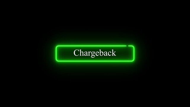 Neon Chargeback Button Animation on Black Background, Looping UI Element for Membership, Billing, SaaS, Fintech, Secure Digital Payment